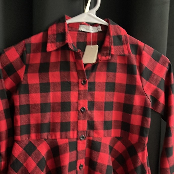 Grandwish Girl Plaid Flannel Button Down Dress Sz 4 - Picture 2 of 7